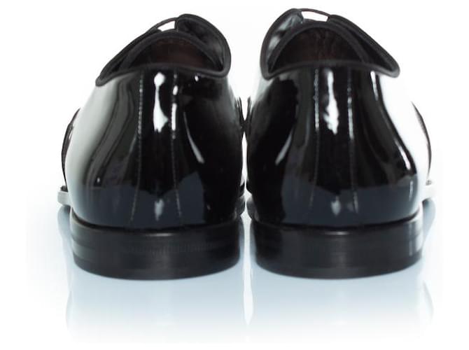 Saint Laurent, Derby con lacci in vernice e camoscio Nero - vista 3