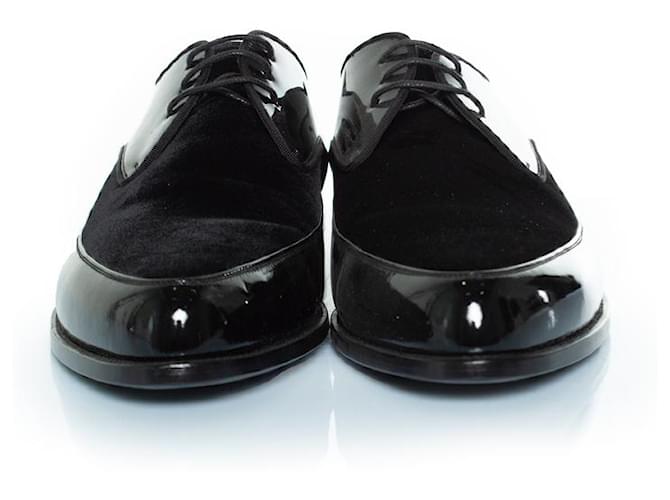 Saint Laurent, Derby con lacci in vernice e camoscio Nero - vista 5