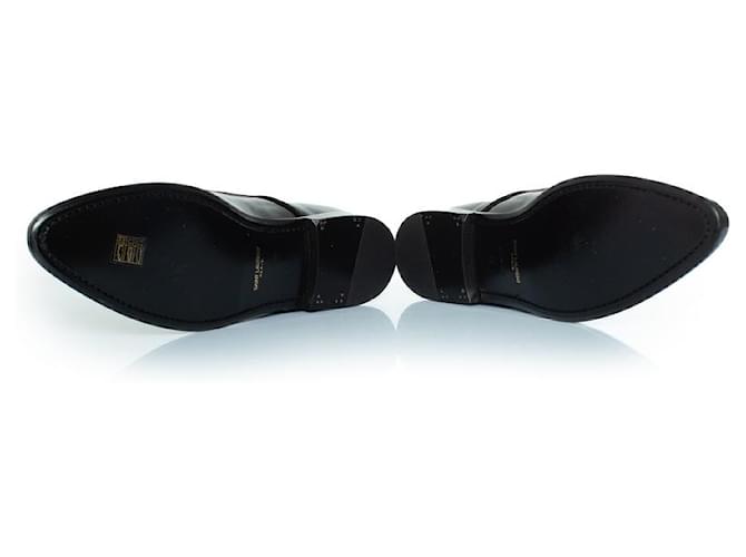 Saint Laurent, Derby con lacci in vernice e camoscio Nero - vista 7