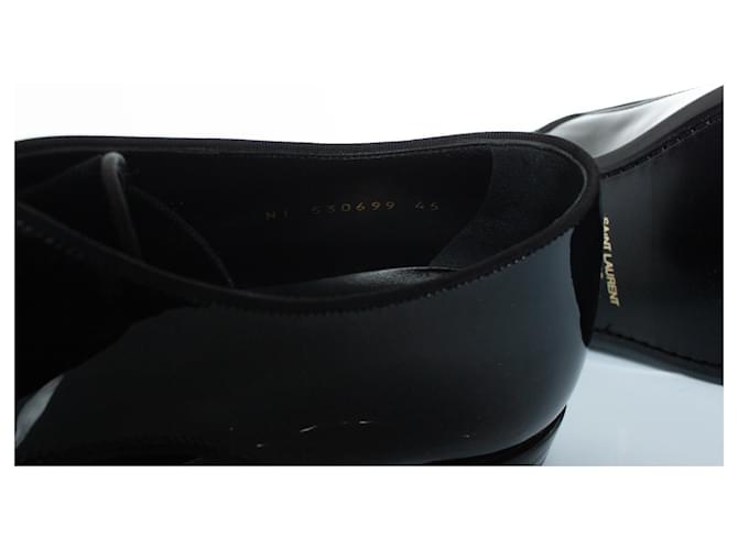 Saint Laurent, Derby con lacci in vernice e camoscio Nero - vista 9