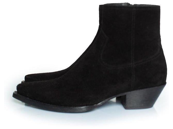 Stivaletti in suede di lana neri Saint Laurent, Lukas Nero - vista 2