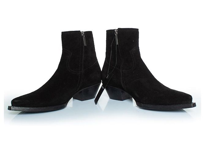 Stivaletti in suede di lana neri Saint Laurent, Lukas Nero - vista 6