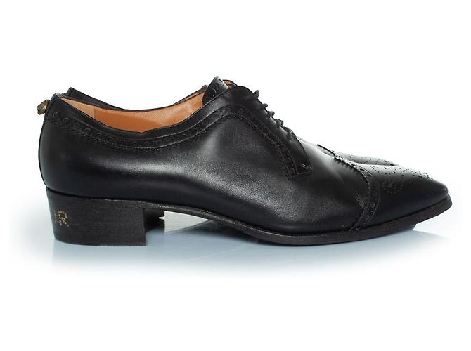 Gucci, Broccato con lacci e tacco chiodato in oro Nero - vista 4