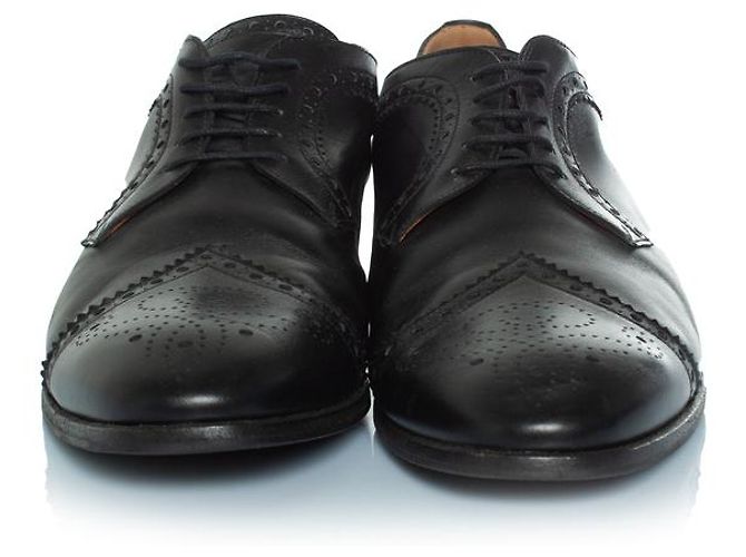 Gucci, Broccato con lacci e tacco chiodato in oro Nero - vista 5