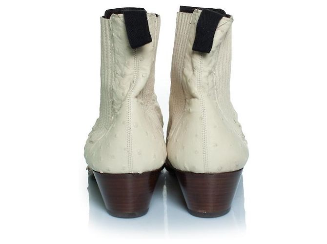 Botas Wyatt de cuero de avestruz Saint Laurent Blanco - vista 6