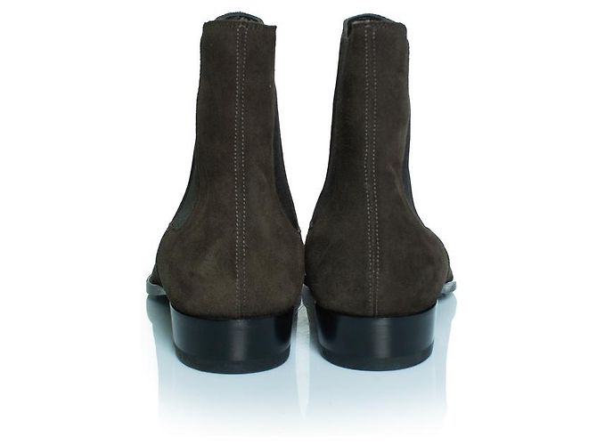 Botines Chelsea de ante kaki Saint Laurent Castaño Verde - vista 5