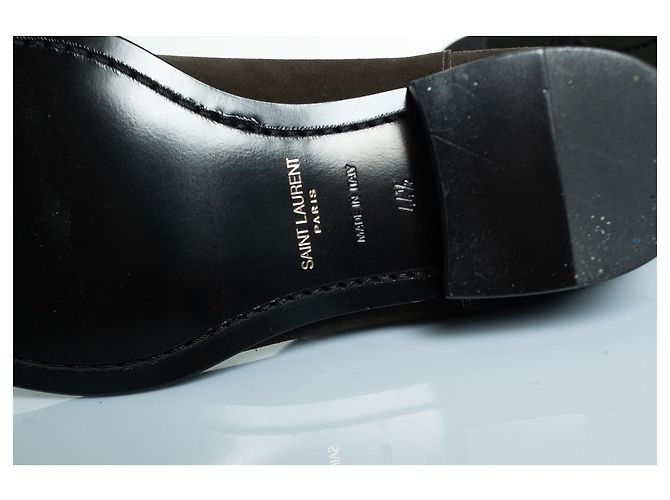 Botines Chelsea de ante kaki Saint Laurent Castaño Verde - vista 8