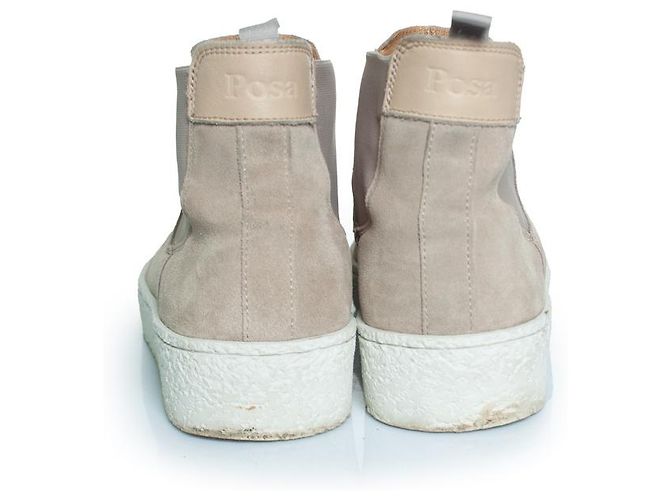 Autre Marque Posa, stivali Chelsea alti in suede grigio - vista 5
