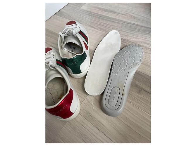 Sneakers Gucci Ace in pelle bianca 36.5 Bianco - vista 10