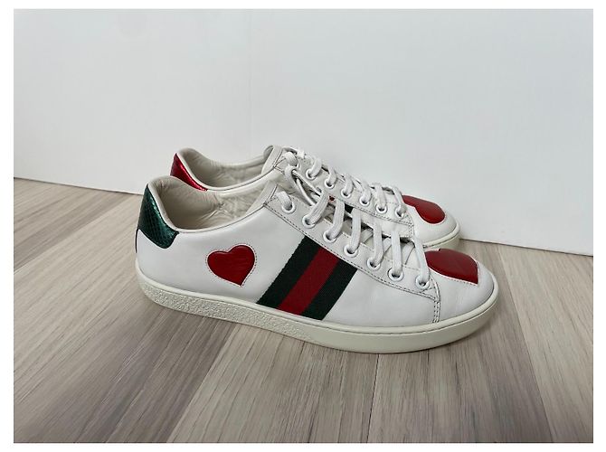 Sneakers Gucci Ace in pelle bianca 36.5 Bianco - vista 3
