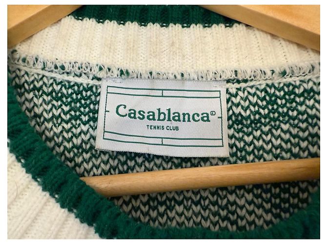 Oversized Casablanca Pullover aus Wolle grün/weiß M - Ansicht 3