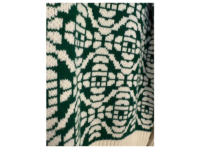 Oversized Casablanca Pullover aus Wolle grün/weiß M - Ansicht 4