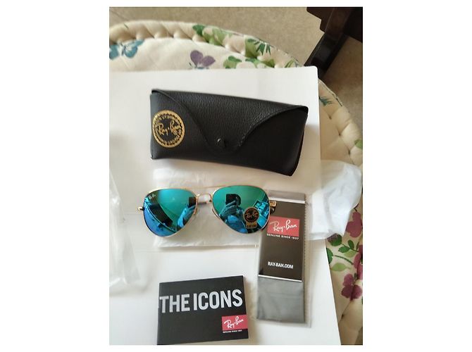 Occhiali da sole Ray-Ban Aviator 2 Dorati Lenti Blu Specchio Multicolore - vista 2