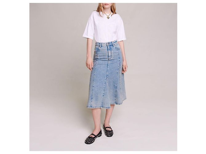Falda midi vaquera Maje Justia azul - vista 2
