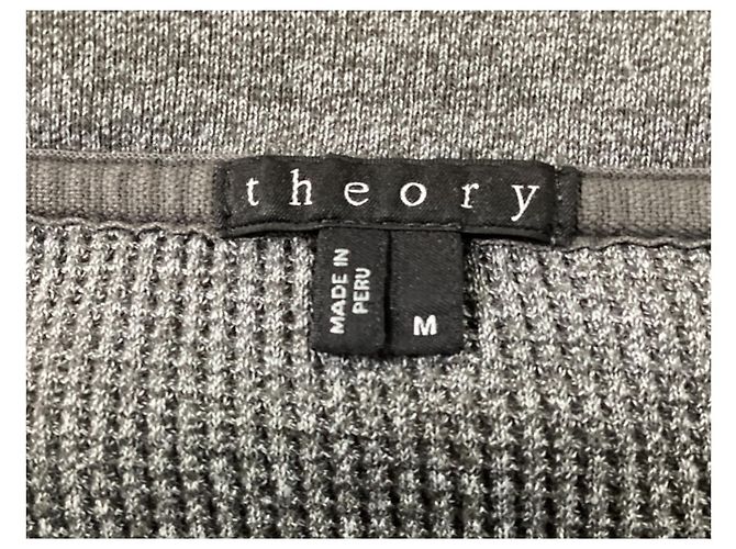 Pull côtelé Theory en coton gris - vue 12