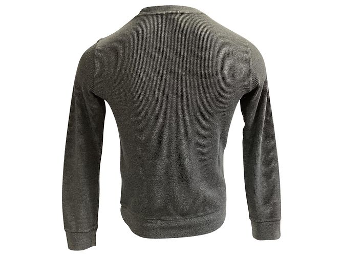 Pull côtelé Theory en coton gris - vue 3