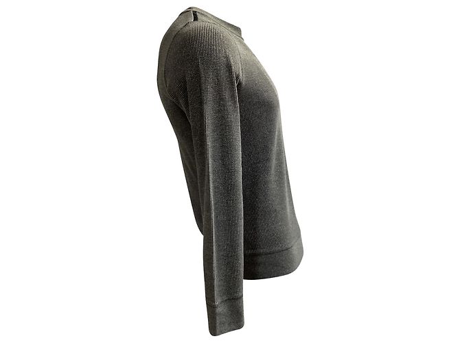 Pull côtelé Theory en coton gris - vue 4