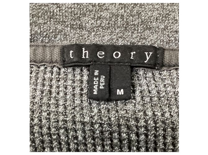 Pull côtelé Theory en coton gris - vue 6