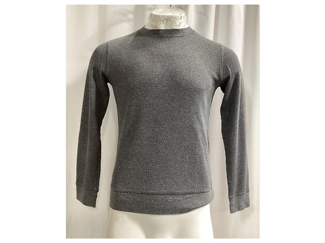 Pull côtelé Theory en coton gris - vue 7