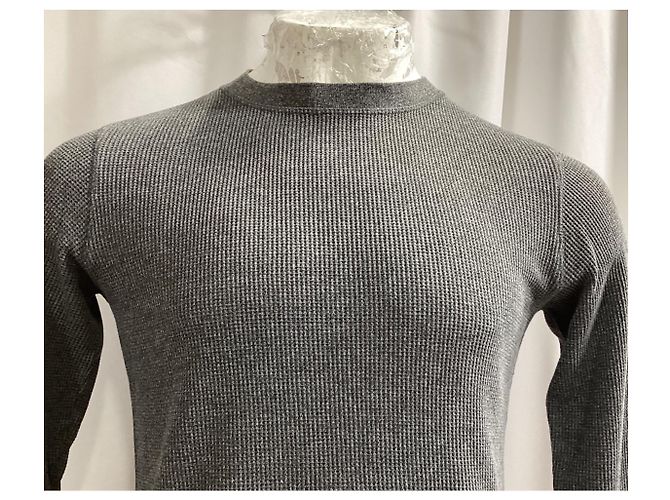 Pull côtelé Theory en coton gris - vue 8