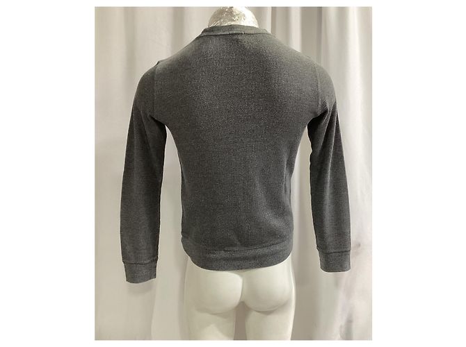 Pull côtelé Theory en coton gris - vue 9