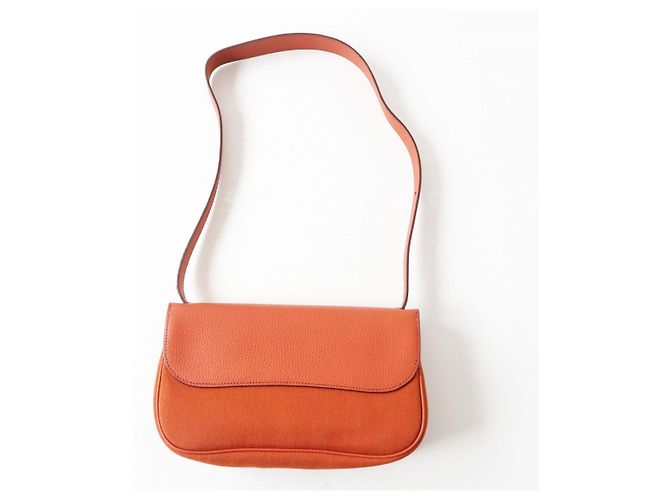 Hermès Borsa a spalla Hermes Sac Colorado PM Vache Liege/Toile Chevron Arancione - vista 5