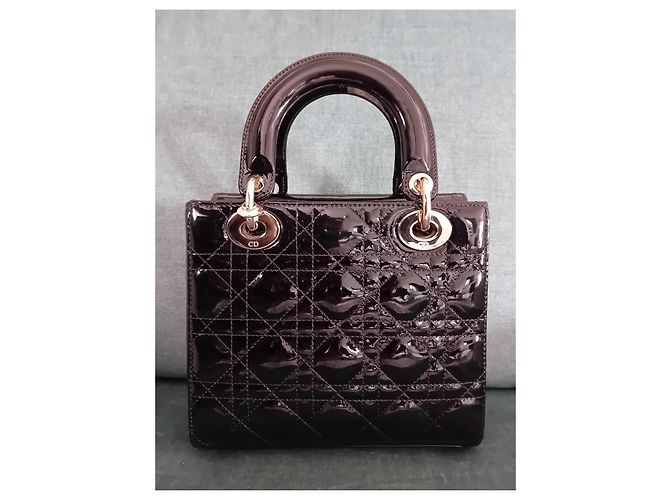 Borsa Christian Dior Lady Dior Piccola in Pelle Vernice Nera Nero - vista 6