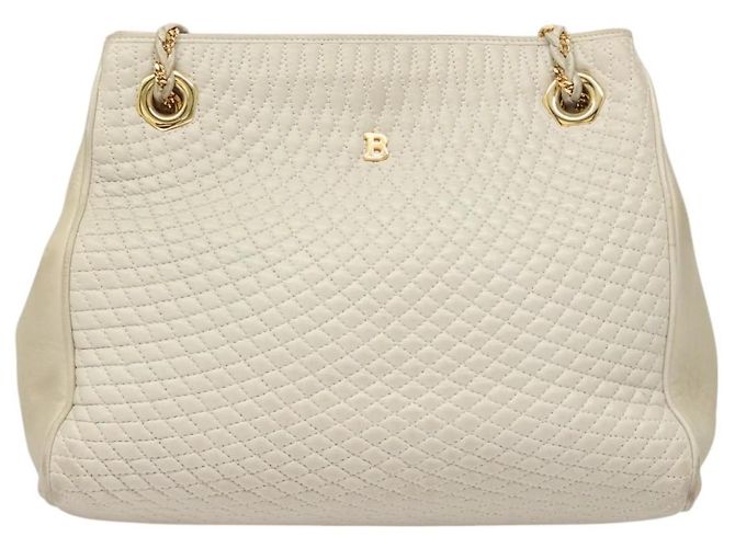 BALLY Sac à épaule en cuir matelassé avec chaîne gris or Auth BA1341 Marron Doré - vue 13