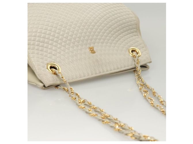 BALLY Sac à épaule en cuir matelassé avec chaîne gris or Auth BA1341 Marron Doré - vue 6