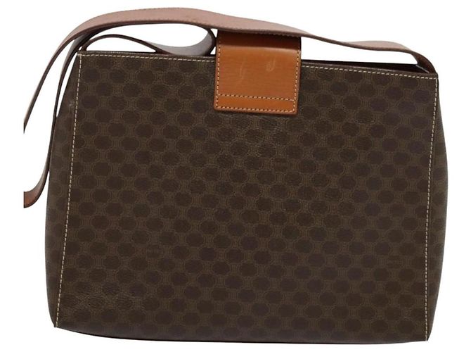 Céline Borsa a spalla in tela Macadam CELINE in pelle PVC marrone oro Auth 120373 D'oro - vista 2