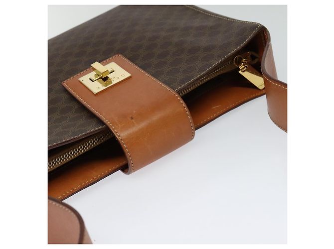 Céline Borsa a spalla in tela Macadam CELINE in pelle PVC marrone oro Auth 120373 D'oro - vista 6