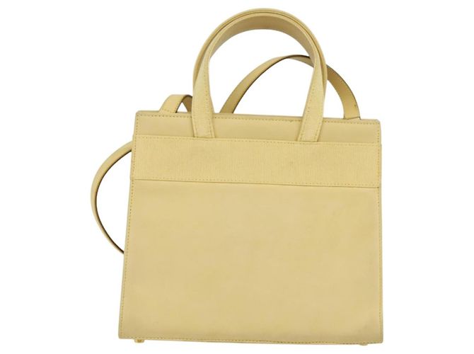Salvatore Ferragamo Vala Hand Bag Suede Beige Gold Auth BA1438 Golden - view 2