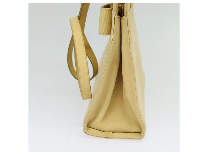 Salvatore Ferragamo Vala Hand Bag Suede Beige Gold Auth BA1438 Golden - view 4