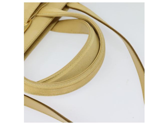Salvatore Ferragamo Vala Hand Bag Suede Beige Gold Auth BA1438 Golden - view 7