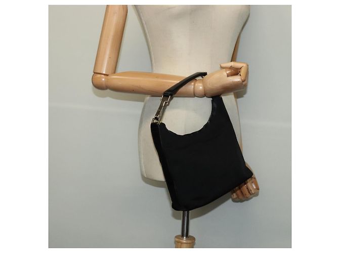 Borsa a mano GUCCI in nylon nero argento 000 0601 Auth ep8657 - vista 20