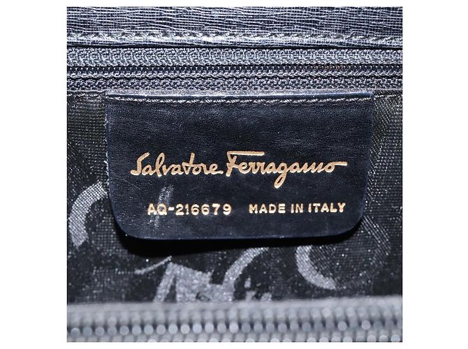Schultertasche Salvatore Ferragamo aus schwarzem Leder mit Gold Auth 116392 Golden - Ansicht 12