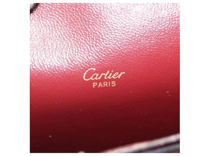CARTIER Bolso de Hombro Must Line Cuero Rojo Vino Oro Auth BA1082 Dorado Burdeos - vista 11
