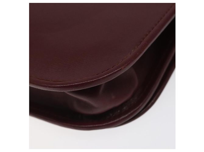 CARTIER Bolso de Hombro Must Line Cuero Rojo Vino Oro Auth BA1082 Dorado Burdeos - vista 15