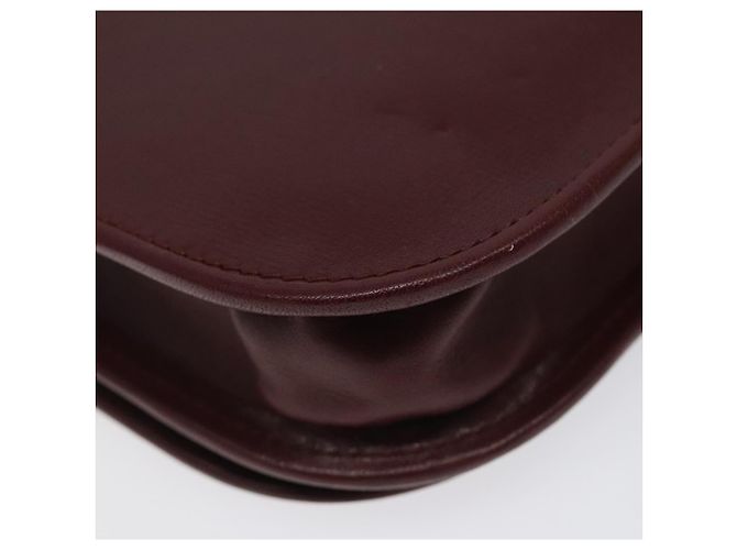 CARTIER Bolso de Hombro Must Line Cuero Rojo Vino Oro Auth BA1082 Dorado Burdeos - vista 16