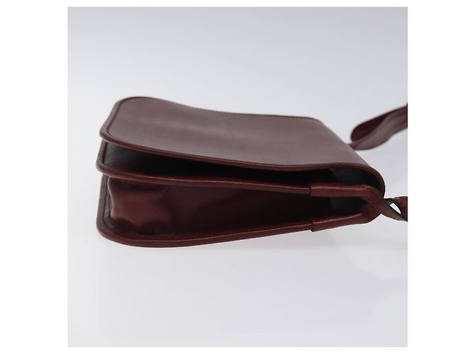 CARTIER Bolso de Hombro Must Line Cuero Rojo Vino Oro Auth BA1082 Dorado Burdeos - vista 3