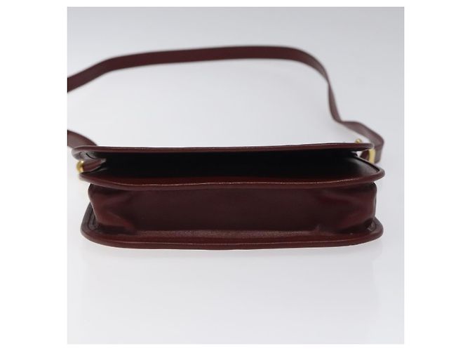 CARTIER Bolso de Hombro Must Line Cuero Rojo Vino Oro Auth BA1082 Dorado Burdeos - vista 5