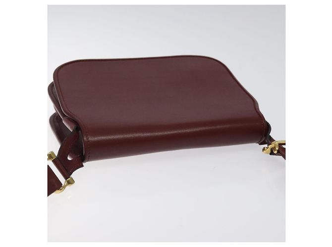 CARTIER Bolso de Hombro Must Line Cuero Rojo Vino Oro Auth BA1082 Dorado Burdeos - vista 6