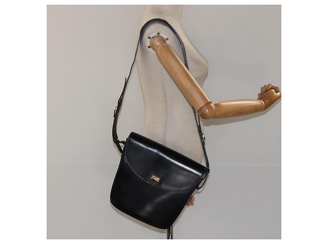 BALLY Bolsa de Ombro de Couro Preta Dourada Auth BA1419 Preto Dourado - vista 22