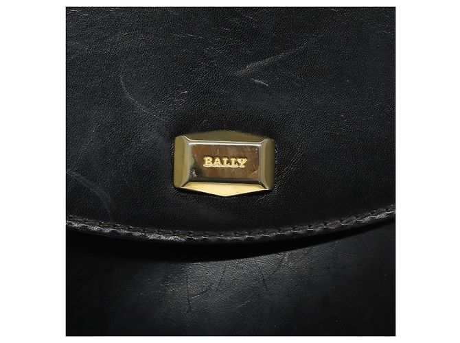 BALLY Bolsa de Ombro de Couro Preta Dourada Auth BA1419 Preto Dourado - vista 9