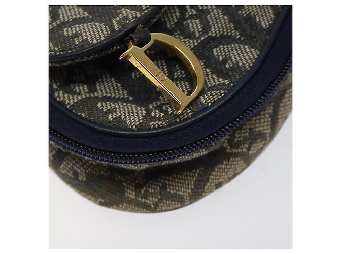 Pochette in tela Trotter Christian Dior blu navy oro Auth 120108 D'oro - vista 15