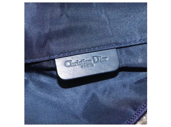 Pochette in tela Trotter Christian Dior blu navy oro Auth 120108 D'oro - vista 18