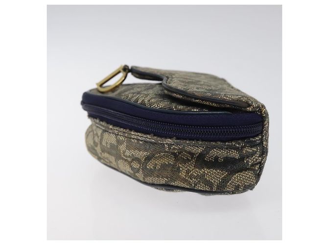 Pochette in tela Trotter Christian Dior blu navy oro Auth 120108 D'oro - vista 3