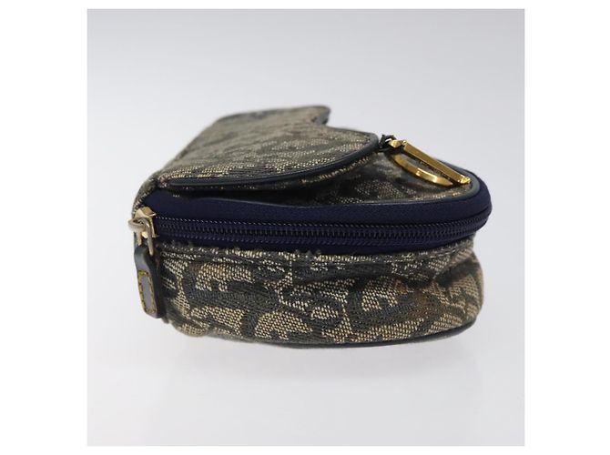 Pochette in tela Trotter Christian Dior blu navy oro Auth 120108 D'oro - vista 4