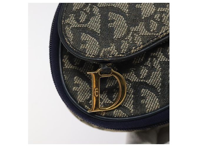 Pochette in tela Trotter Christian Dior blu navy oro Auth 120108 D'oro - vista 7
