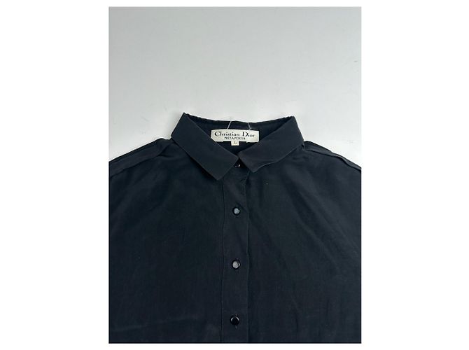 Camicia in seta vintage Dior nera M Nero - vista 14